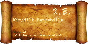 Kirják Barnabás névjegykártya