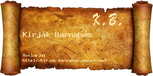 Kirják Barnabás névjegykártya
